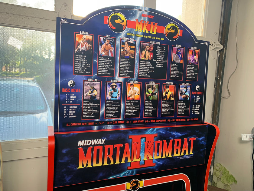 Mortal Kombat 2 Arcade Moves List Bezel Panel Artwork Art CPO Midway MK2  Midway