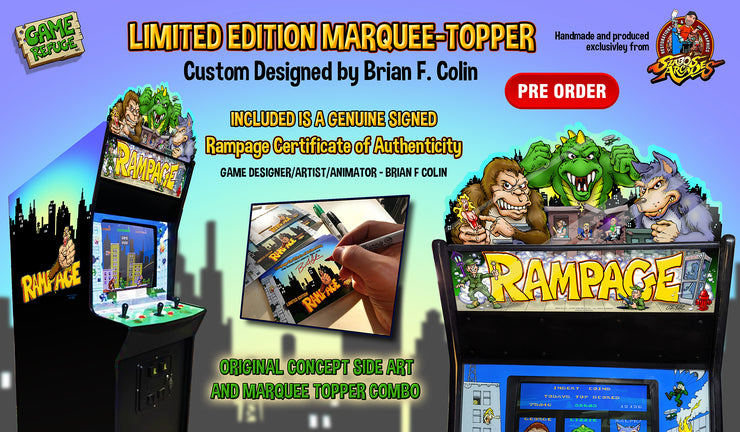 Rampage Full cabinet Topper, Marquee and side art Kit