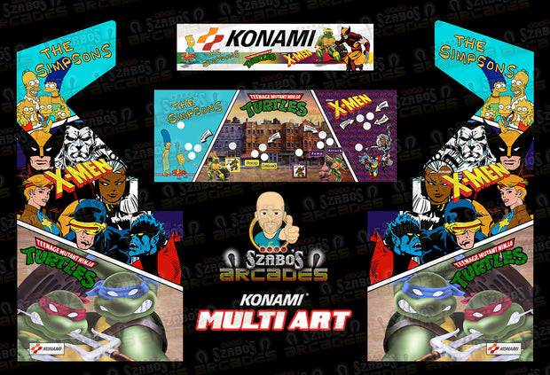 Custom Konami Multi Art-Simpsons, X-Men & TMNT- Side Art