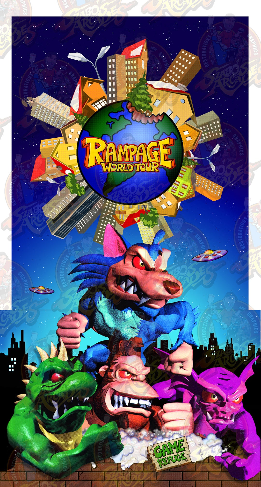Arcade 1 up Rampage World Tour full art kit – Szabo's Arcades
