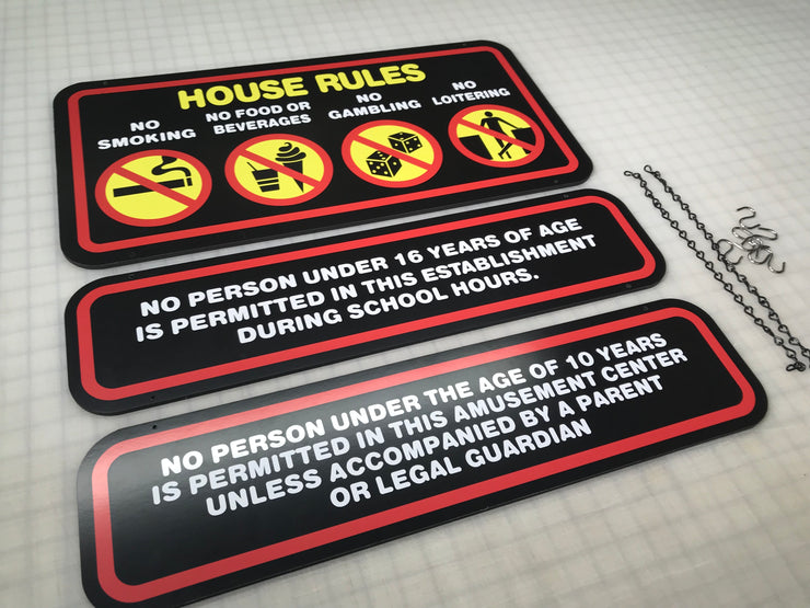 Reproduction House Rules Signs