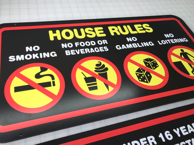 Reproduction House Rules Signs