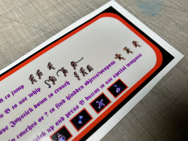 Castlevania Instruction decal