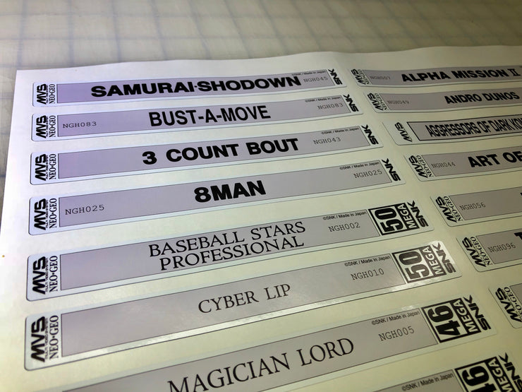 Reproduction Label MVS reproduction cartridge labels – Szabo's Arcades
