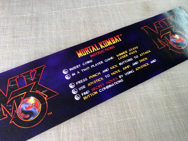 Mortal Kombat 3 instruction bezel decal